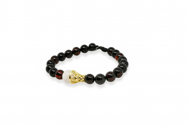 Amber bracelet with rose quartz - Basketball 1