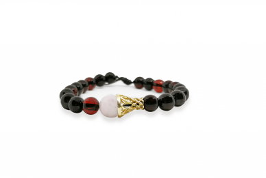 Amber bracelet with rose quartz - Basketball