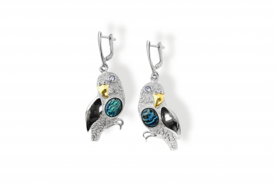 Silver earrings - Parrots 1