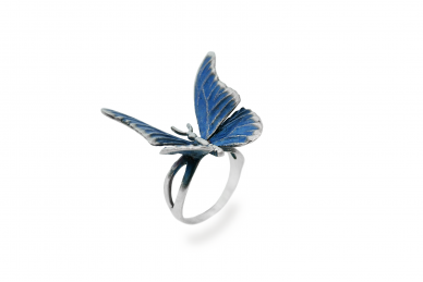 Silver Ring - Blue Butterly