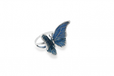 Silver Ring - Blue Butterly 2