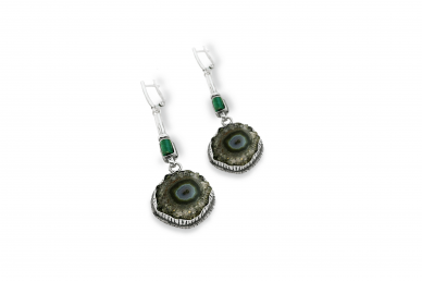 Exclusive earrings with Amethyst and Malachite 1