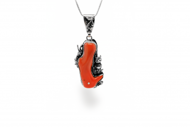 Exclusive pendant with Coral - Little Owl