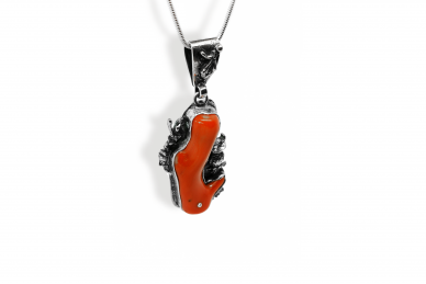 Exclusive pendant with Coral - Little Owl 1